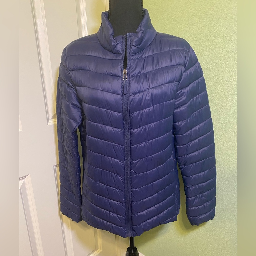 Women's Blue Packable Lightweight Puffer Jacket